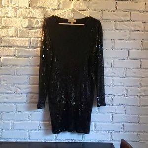 Michael Kors black sequin long sleeved stunning dress